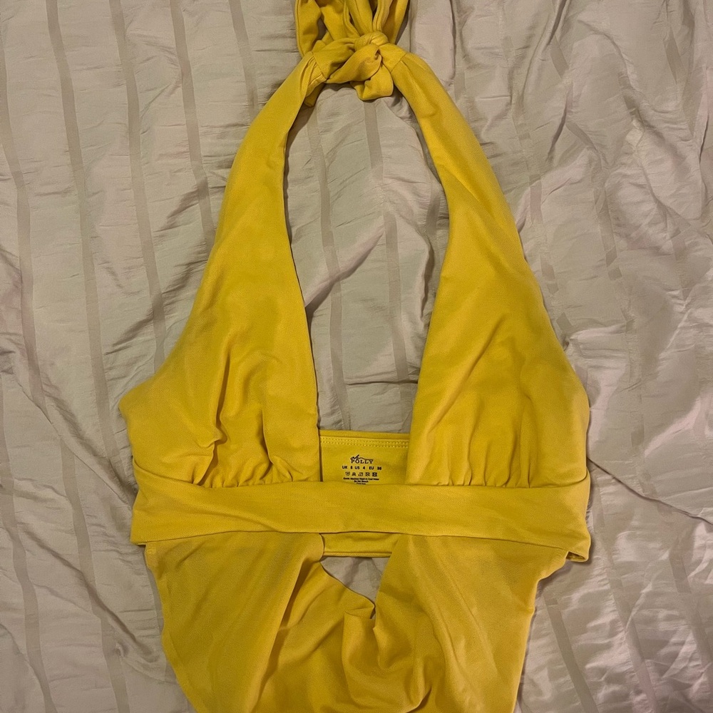 Oh Polly Yellow Halter Top Size 6